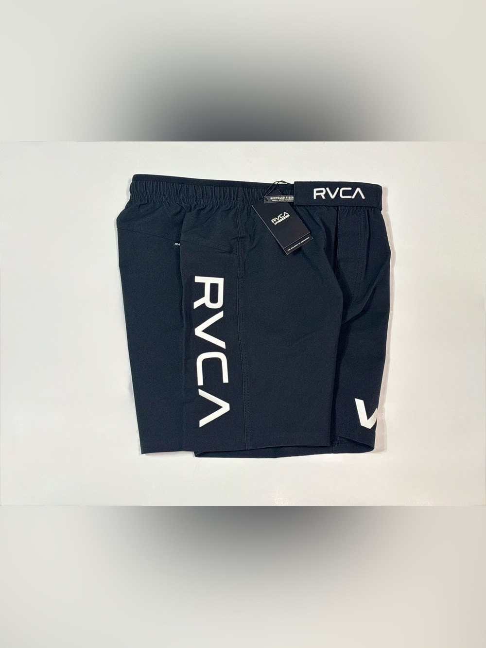 RVCA Men’s Fighting Shorts Grappling MMA UFC Black Shorts with White Logo
